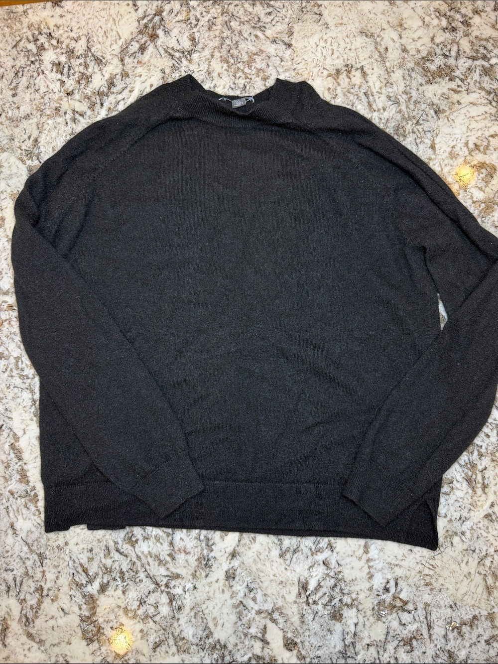 Saks Fifth Avenue Women's Black Crewneck Sweater open shoulder 100% cashmere